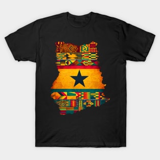 Ghana Map Kente Pattern T-Shirt